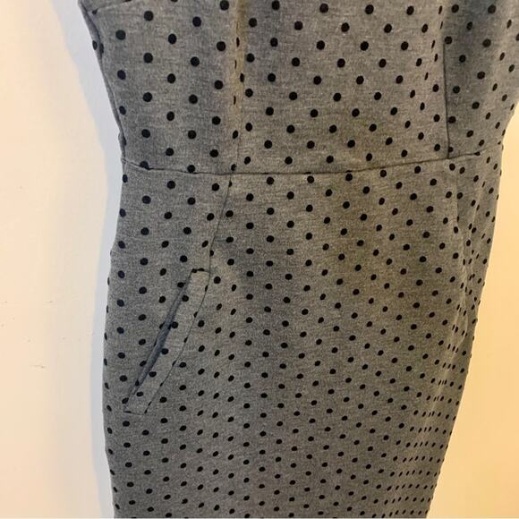 Lands End Polka Dot Gray Pencil Skirt Short Professional Work Dress 6 - Picture 7 of 11